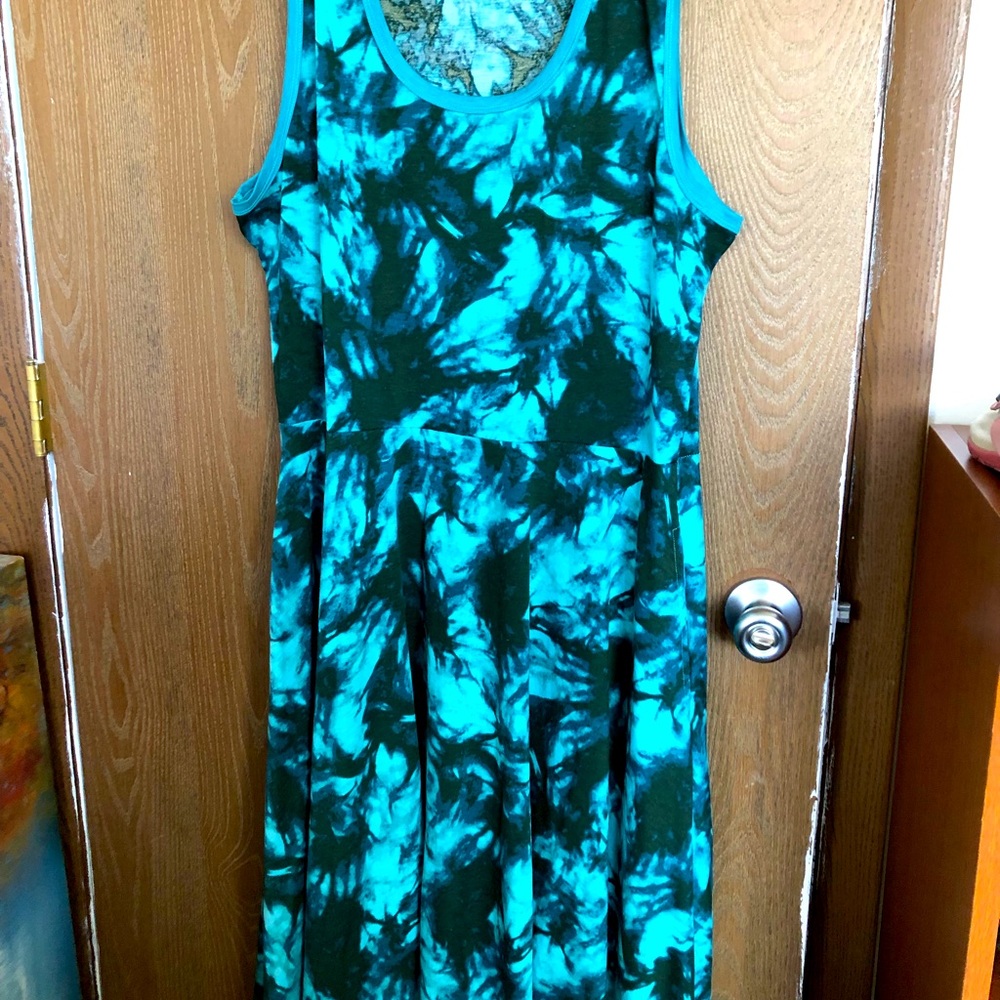 Lularoe Nicki dress, size 2xl, turquoise/teal navy